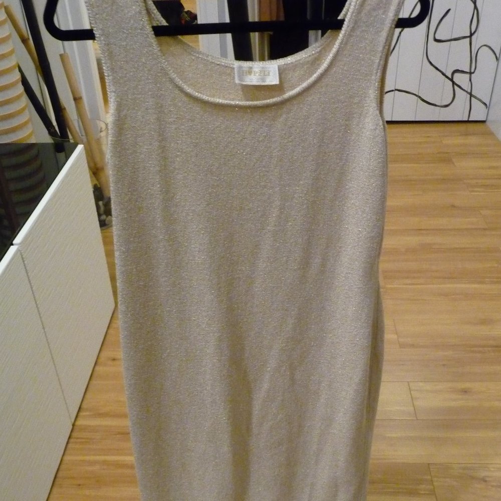 HARTLY WESTWOOD VINTAGE BEIGE GOLD WOOL MINIMALIST MAXI  DRESS SIZE XL